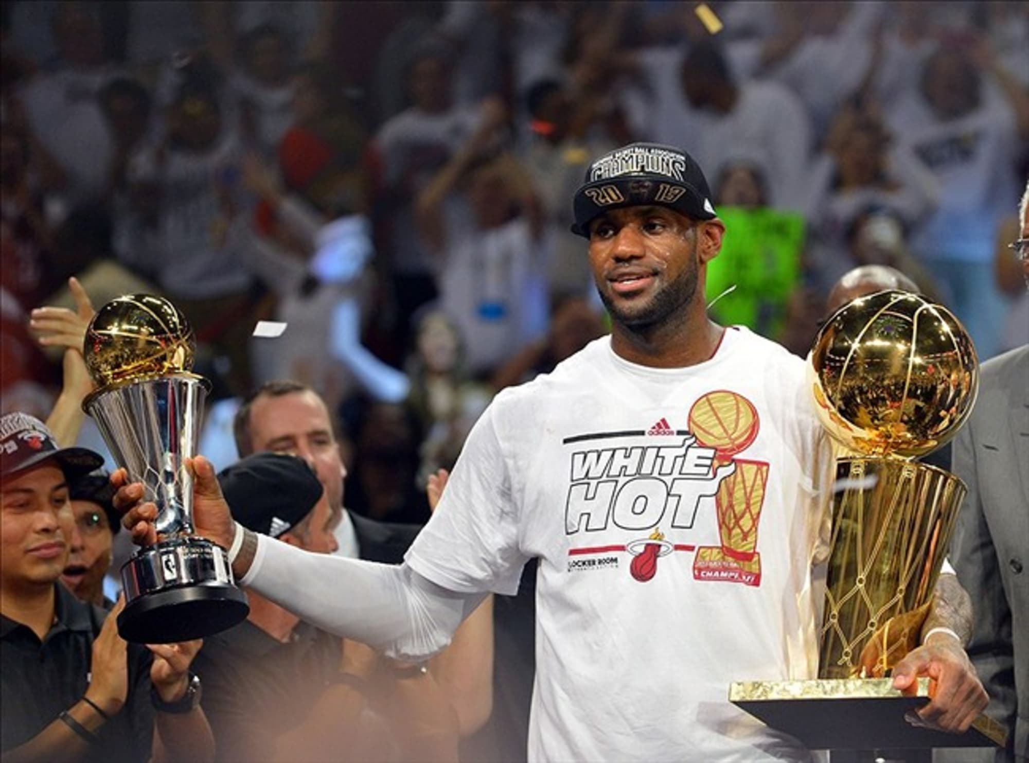 Lebron James winning Championship in 2013 with Miami Heat.